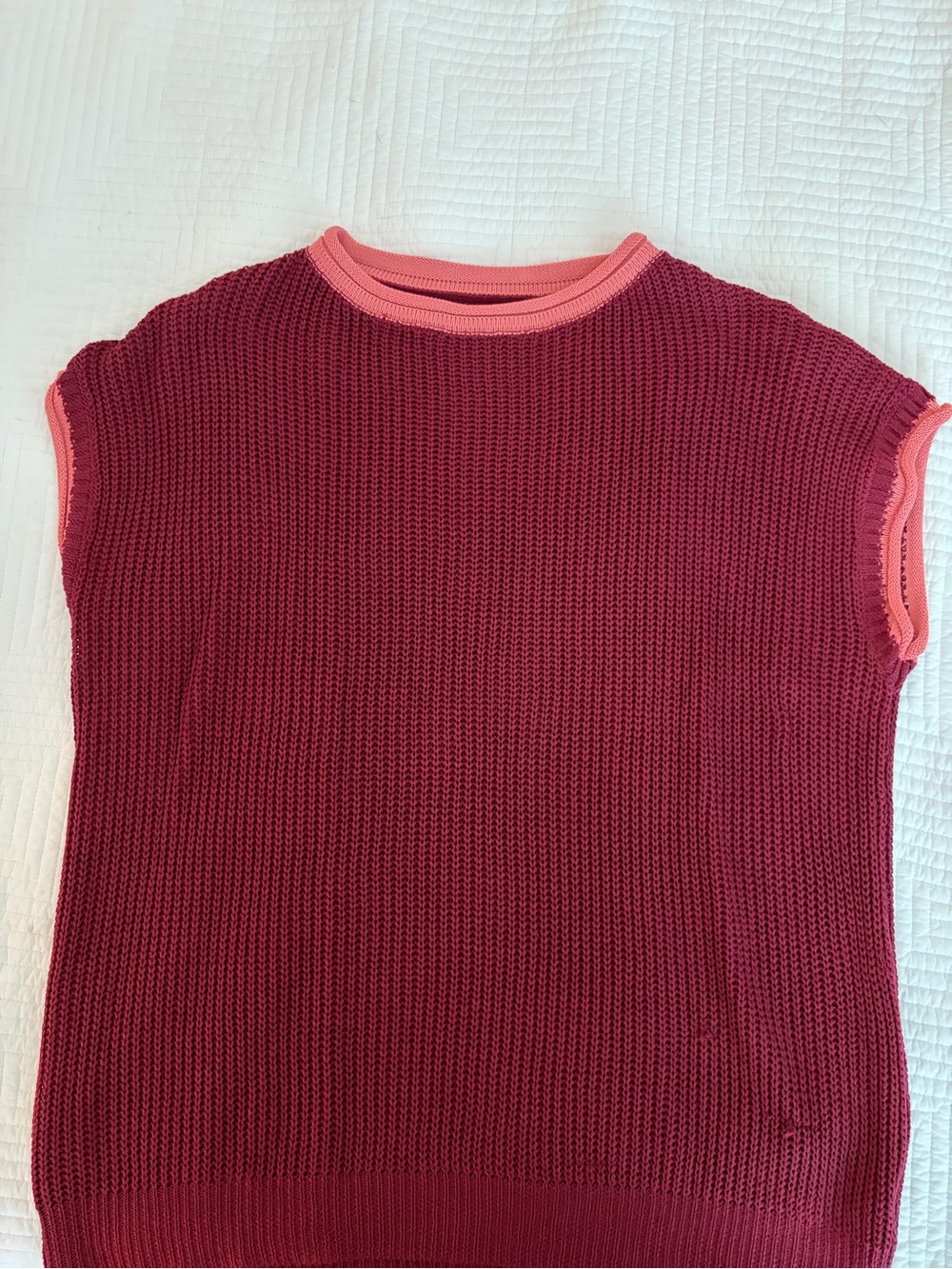 Sleeveless Knit Top - Raspberry with Pink Trim